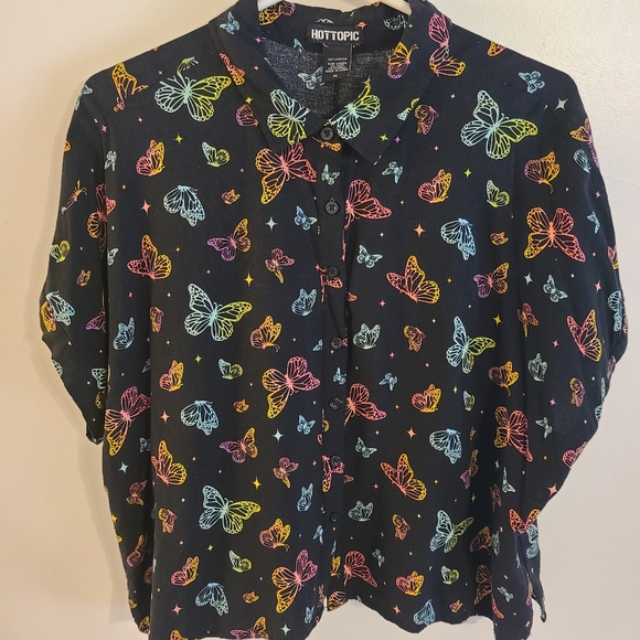Hot Topic button front butterfly shirt, crop, size XL - Picture 5 of 9